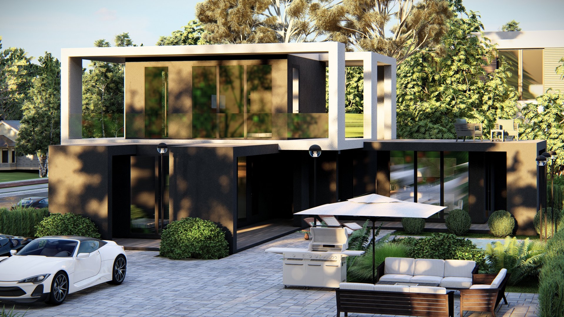 Проект современного дома с ландшафтом — ARLINE GROUP, Крым